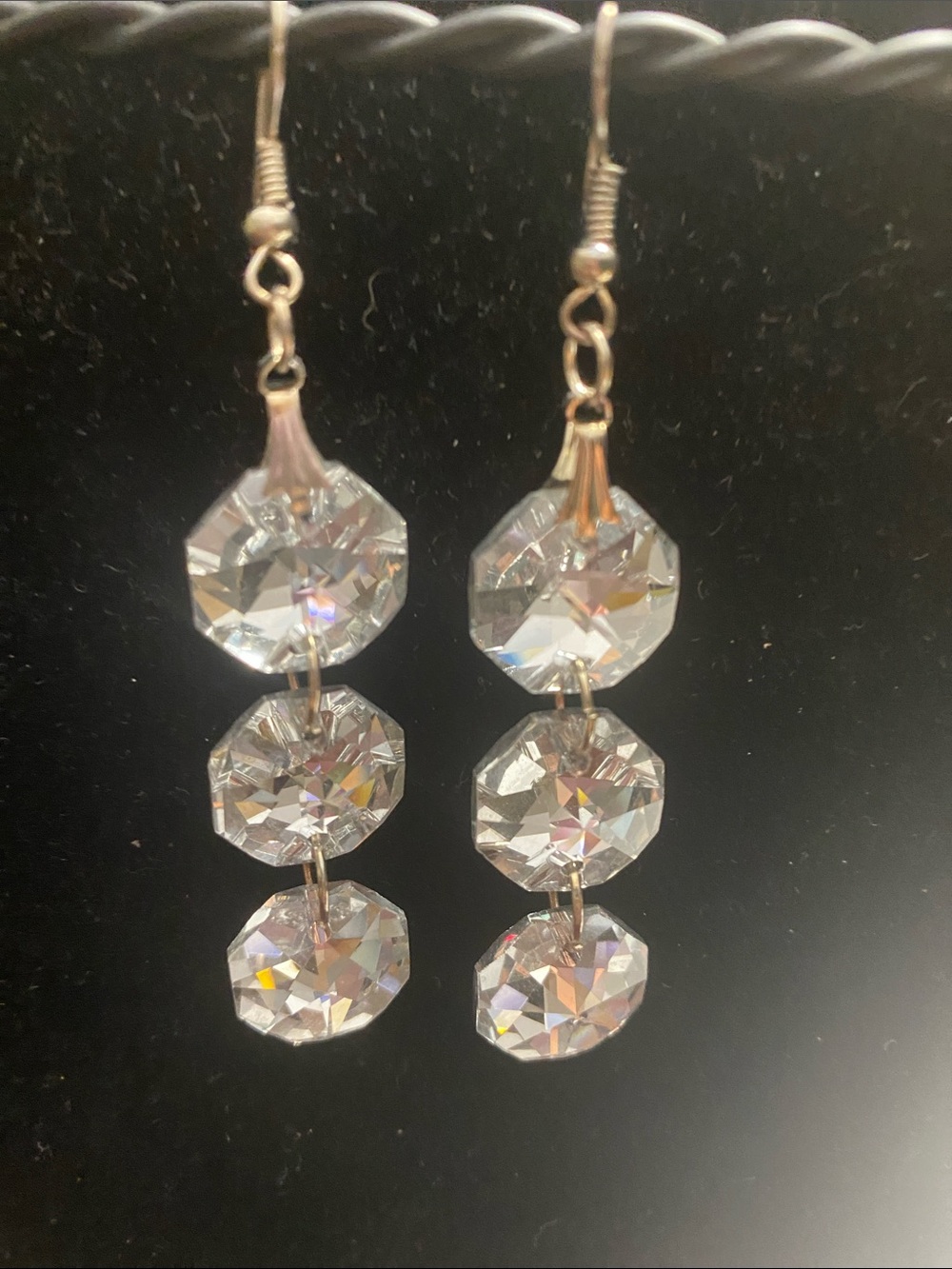 Crystal Drop Dangle Earrings - Clear / Silver